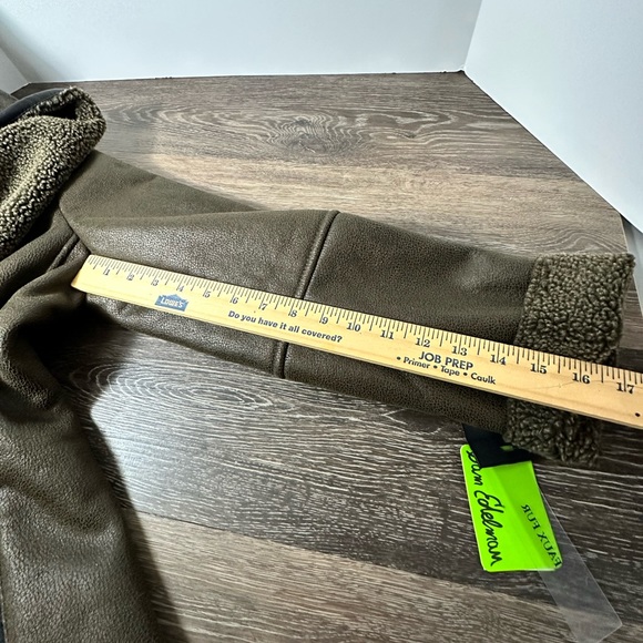 Sam Edelman Women's Sydney Hooded Faux Shearling Dark Olive Jacket size L - Picture 15 of 16
